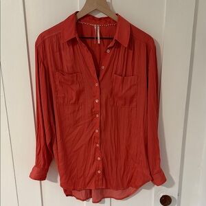 Anthropologie Coral Blouse NWOT